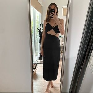 Zara silky cutout strap maxi dress NWOT